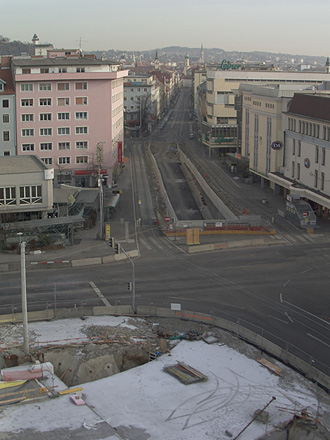 Livebild Webcam 3 - Baustelle 'Nahverkehrsdrehscheibe Hauptbahnhof Graz' (Archivbild)